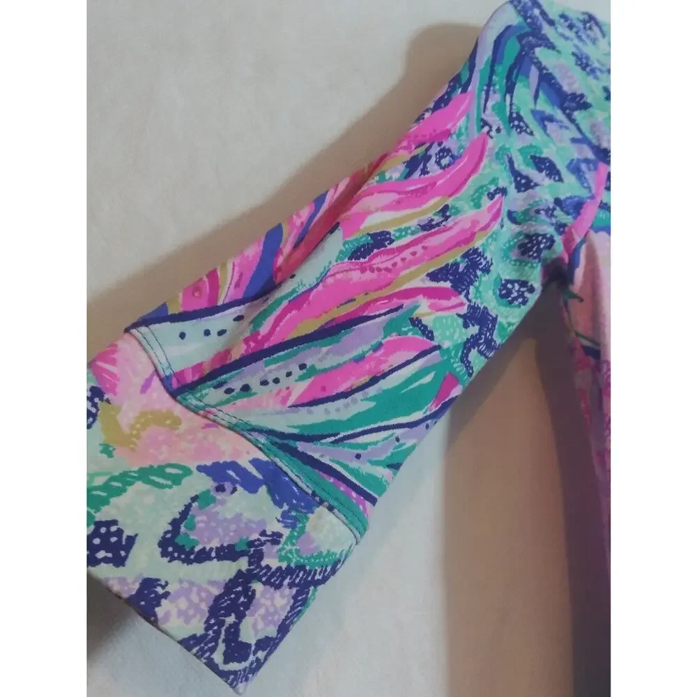 Lilly Pulitzer Girls Sophie UPF 50+ Long Sleeve Dress Gypset Paradise Sz L 8-10